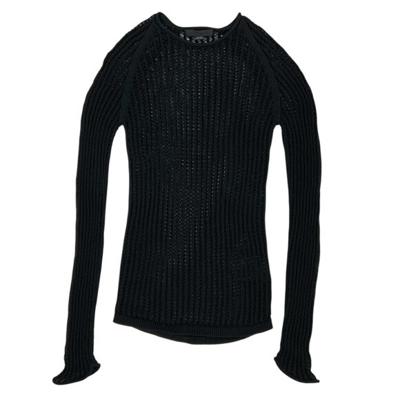 Alexander Wang Crochet Sweater S Black Long Sleeve Crewneck Pullover Gothic - Picture 12 of 12